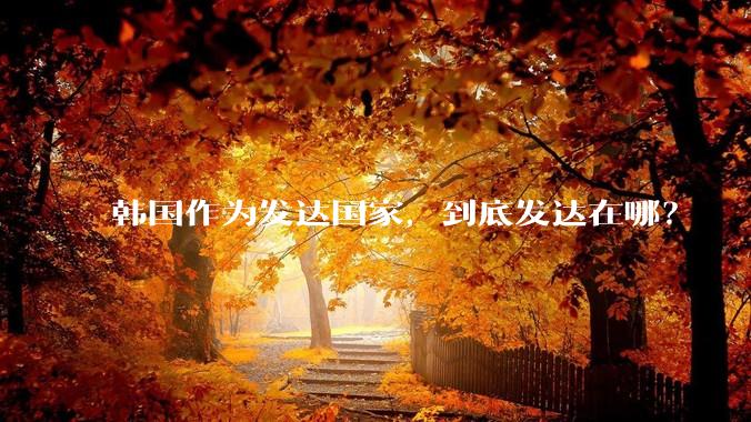 韩国作为发达国家，到底发达在哪？